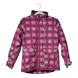 Boulder Gear Cozy Kids' Pink and White Checkered Puffer Snowboarding Jacket